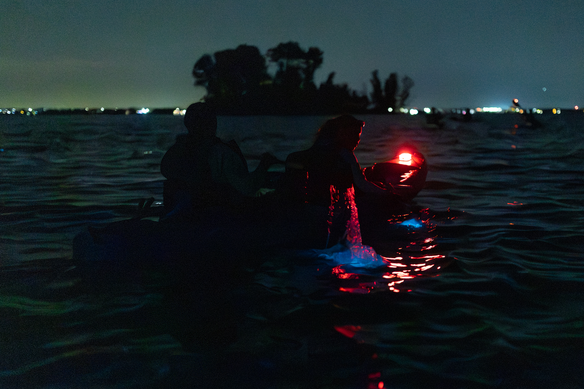 Nighttime kayaking on the lagoon with Brady Yaks